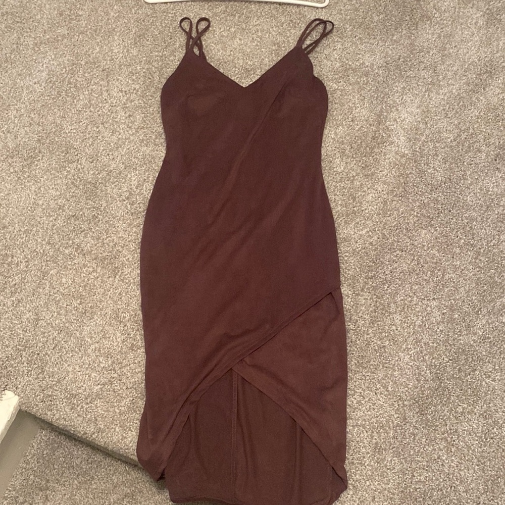 Mauve Suede Bodycon Midi dress